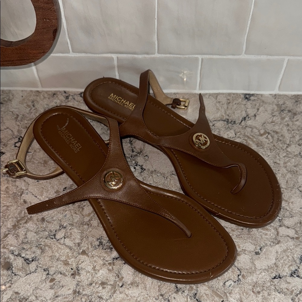 Michael Kors Brown Leather Sandals